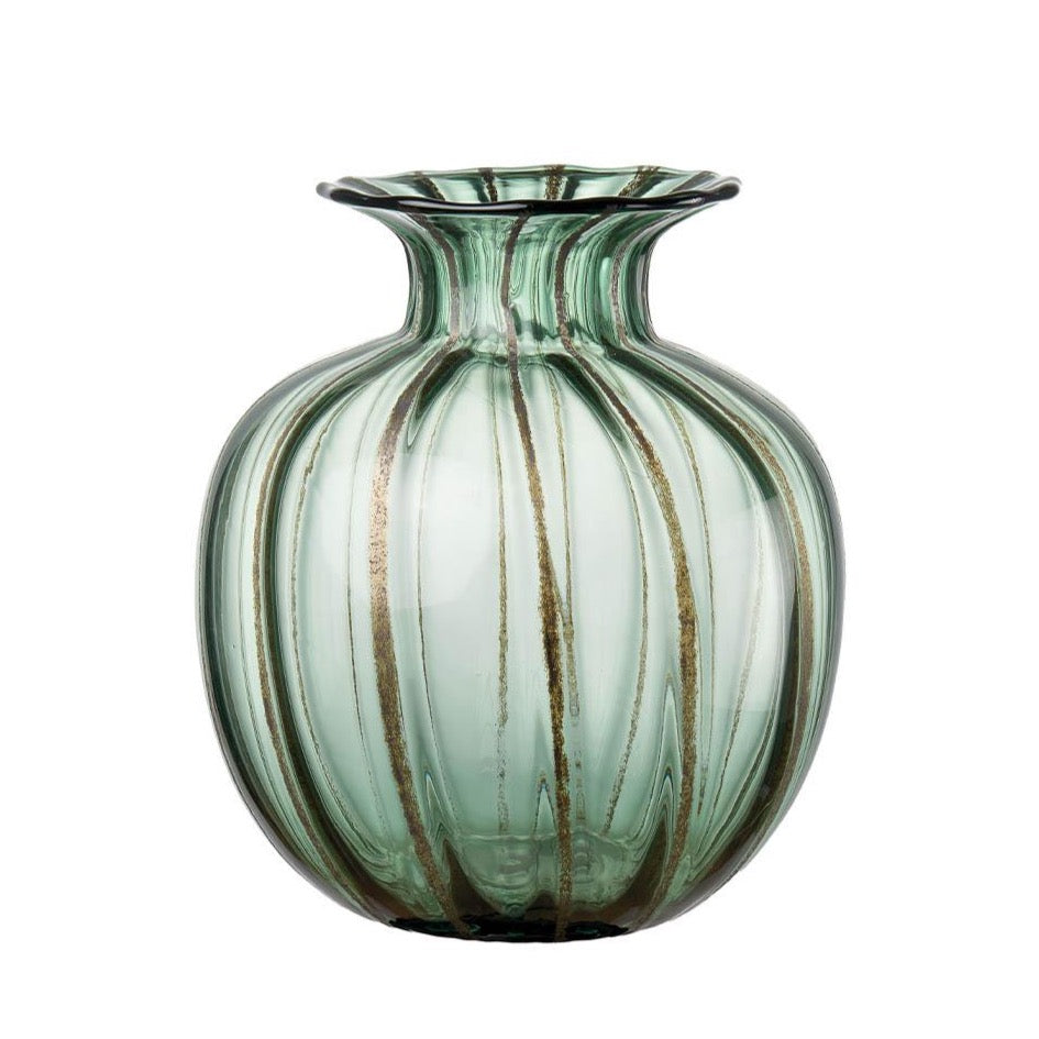 Vaso in Vetro colorato Verde e Oro (2 Misure)