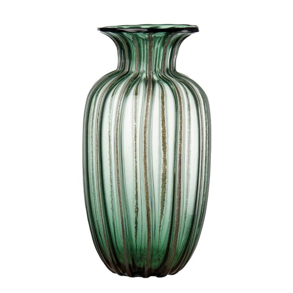 Vaso in Vetro colorato Verde e Oro (2 Misure)