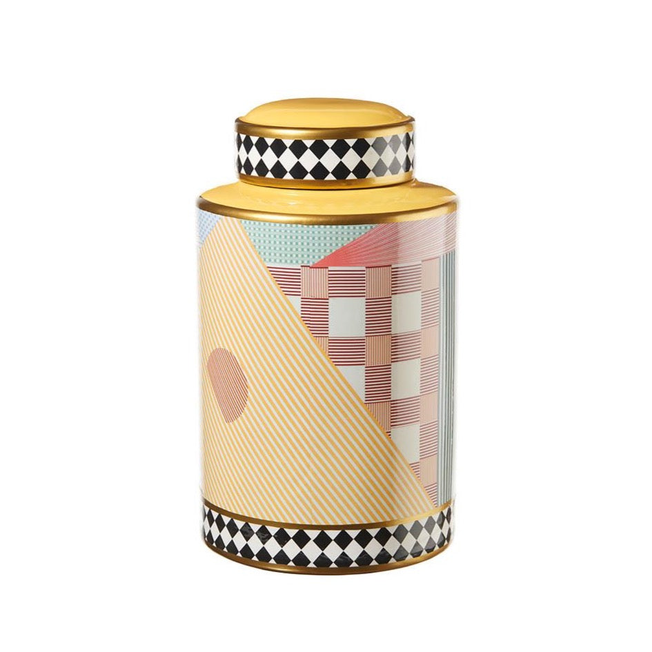 Giara o Vaso in Porcellana Colorata con coperchio