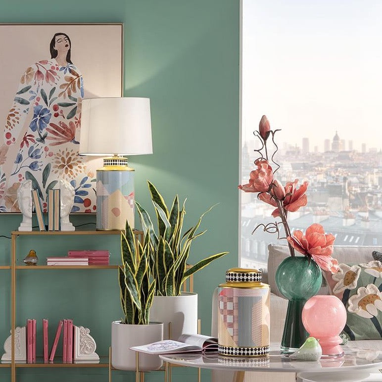 Giara o Vaso in Porcellana Colorata con coperchio