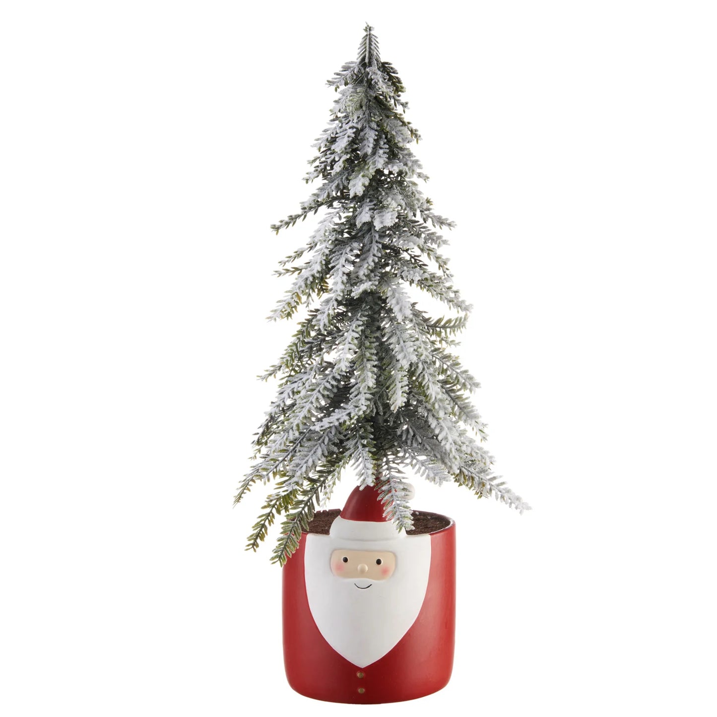 Alberello di Natale Innevato con Vaso Babbo Natale Rosso