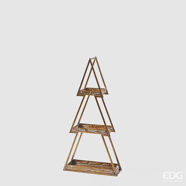 Espositore Natalizio "Pino" a 3 Ripiani in Metallo Oro - 2 Misure