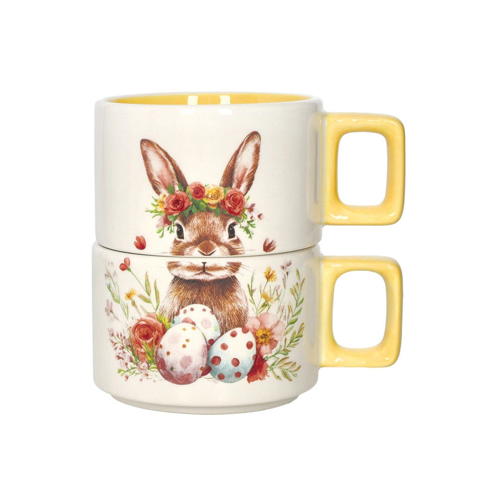Set 2 Tazze Impilabili "Sweet Bunny" Giallo con Coniglietto