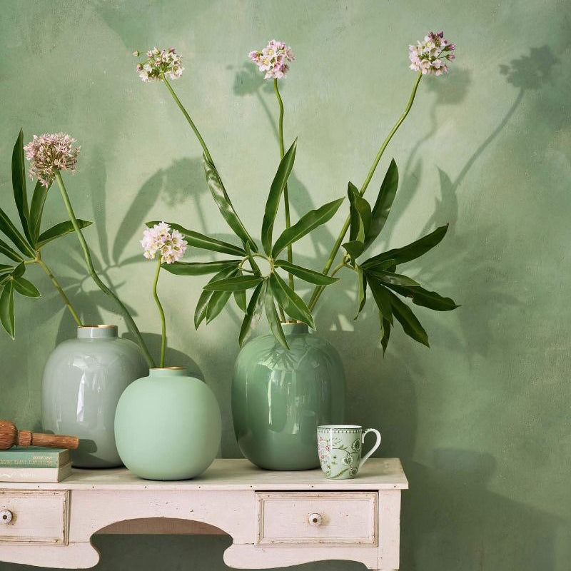 Vaso Ovale in Metallo Smaltato Verde - H 32cm