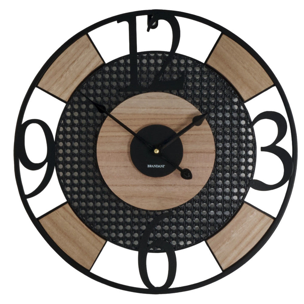 Orologio da parete "Elica" in Legno e Metallo Nero