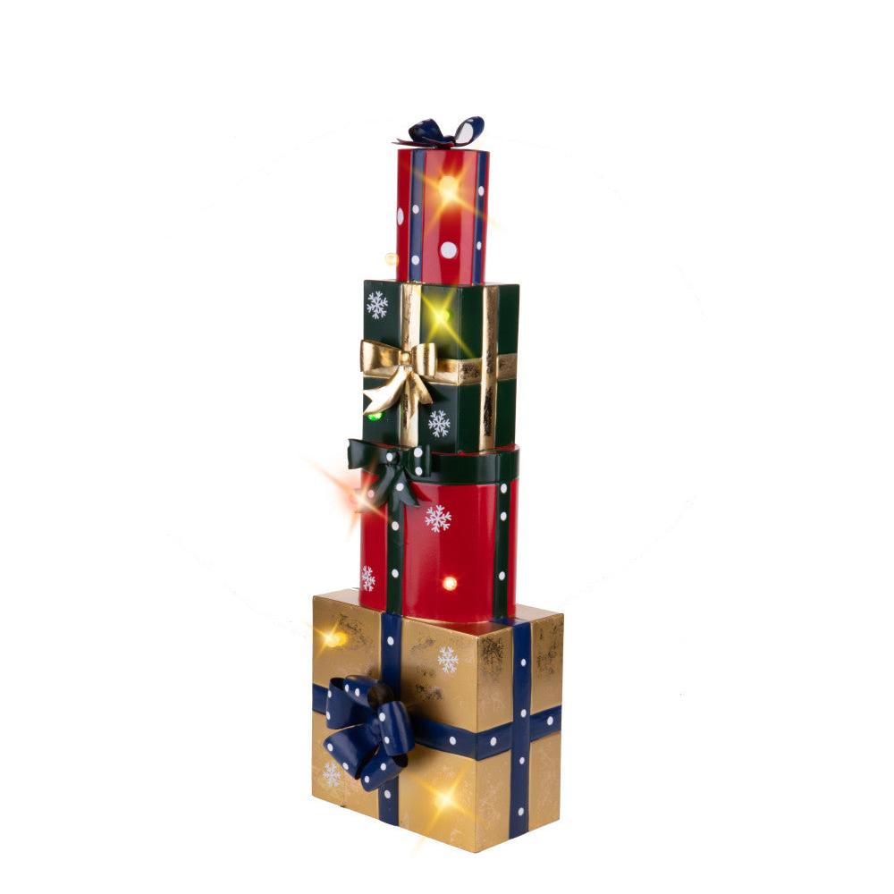 Pacchi Dono Natalizi in Metallo con Luci Led in 3 Misure