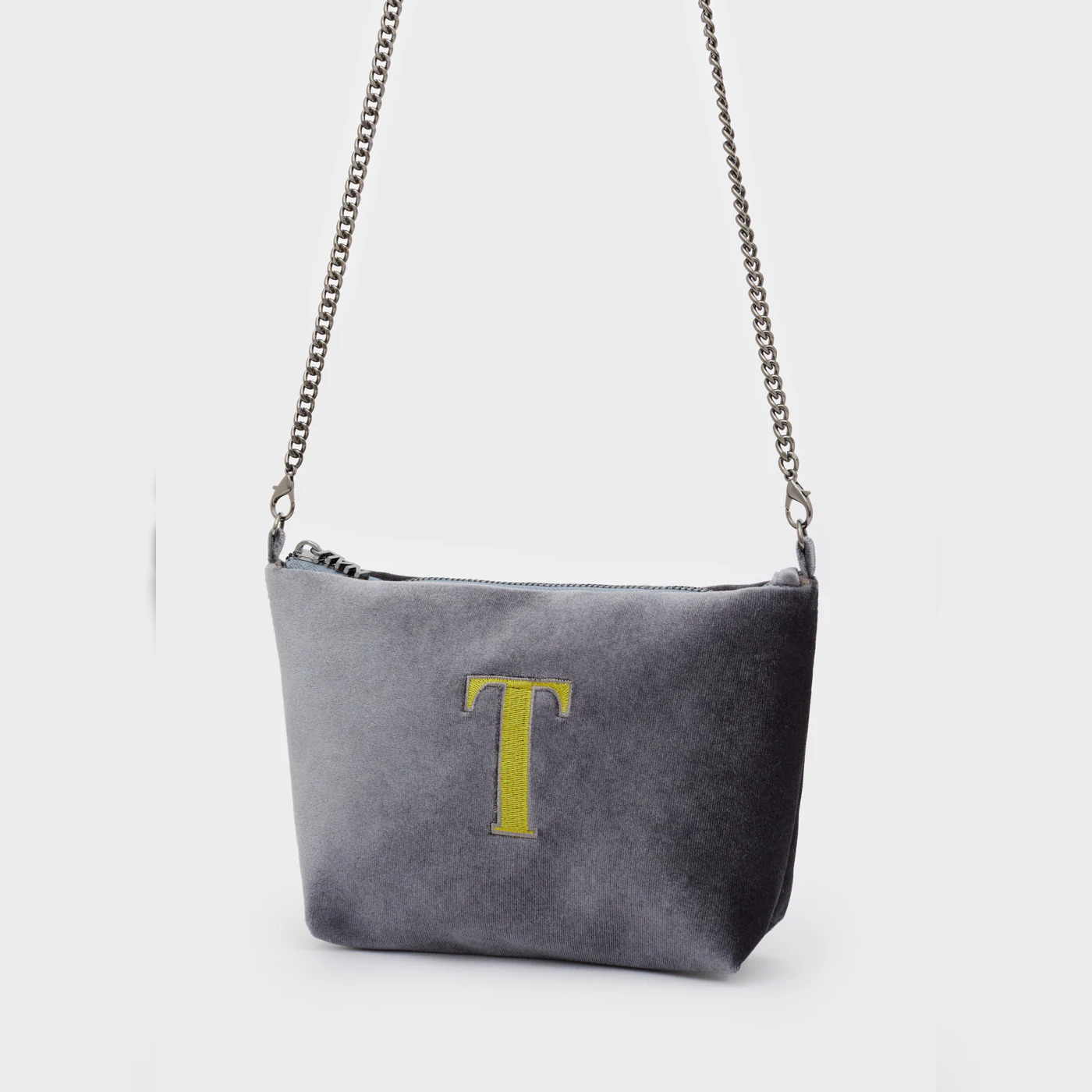 Alphabet Mini Bag in Velluto con Lettera Ricamata - Nalì