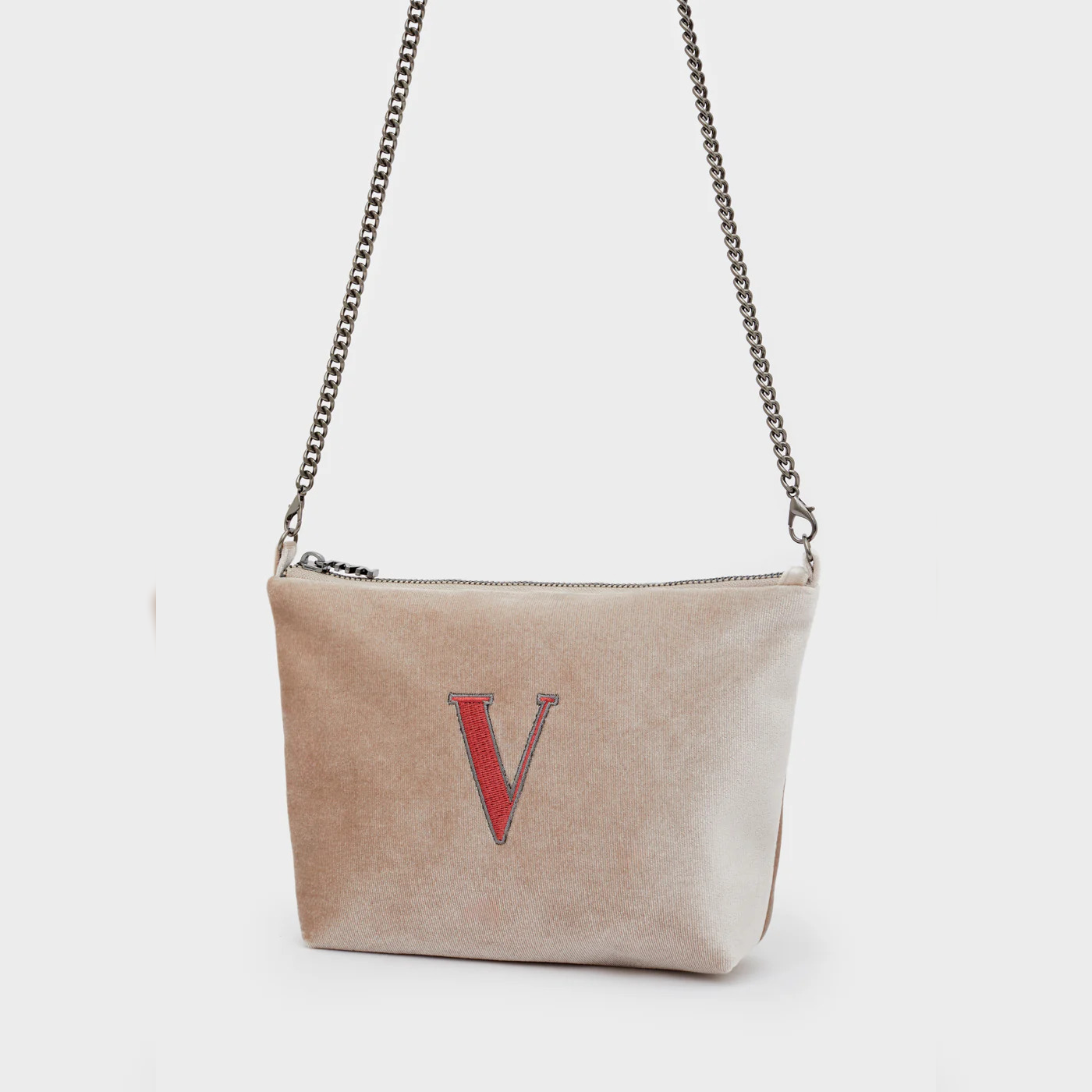 Alphabet Mini Bag in Velluto con Lettera Ricamata - Nalì