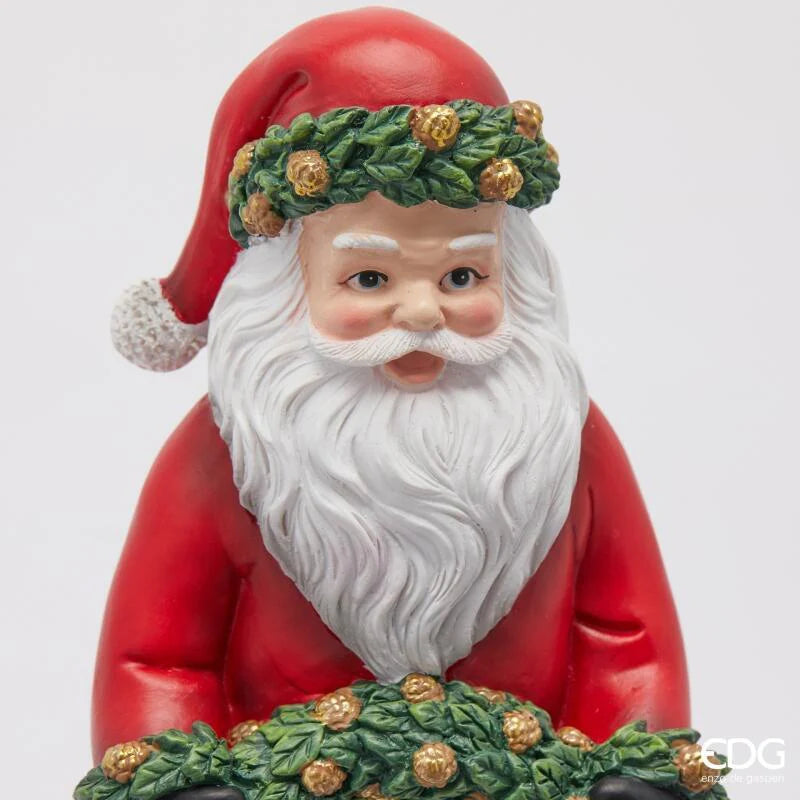 Decoro Natalizio Babbo Natale con Corona in Poliresina