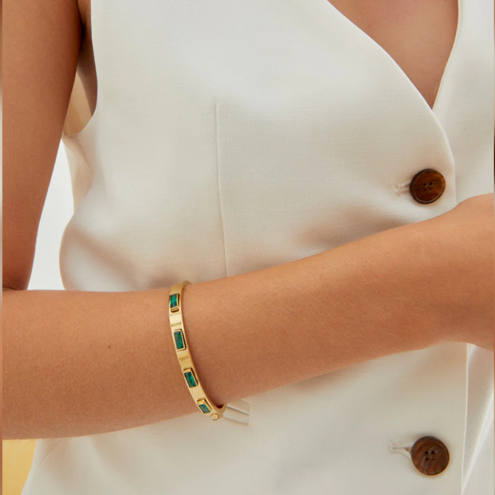 Bracciale Rigido "STEPH" con Pietre Verdi - Nalì
