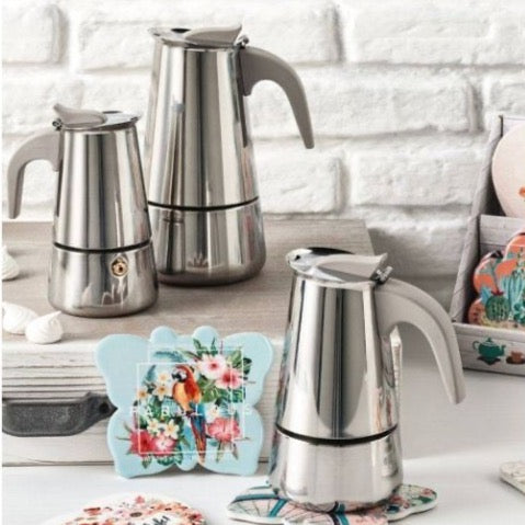 Caffettiera Inox 4 Tazze a Induzione - Brandani "Borbottina"