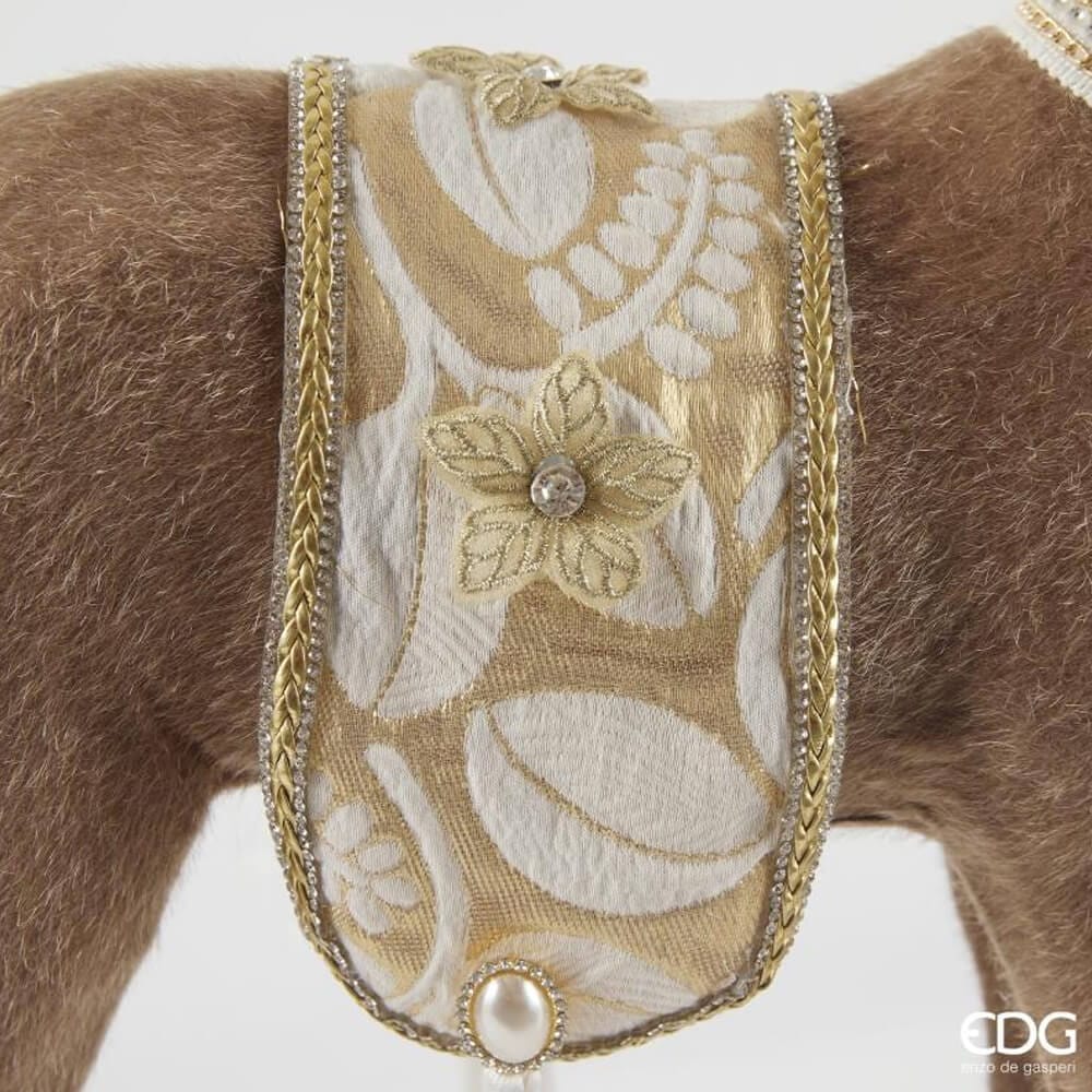 Decoro Natalizio Cervo Vellutato e Bardato Oro - H75