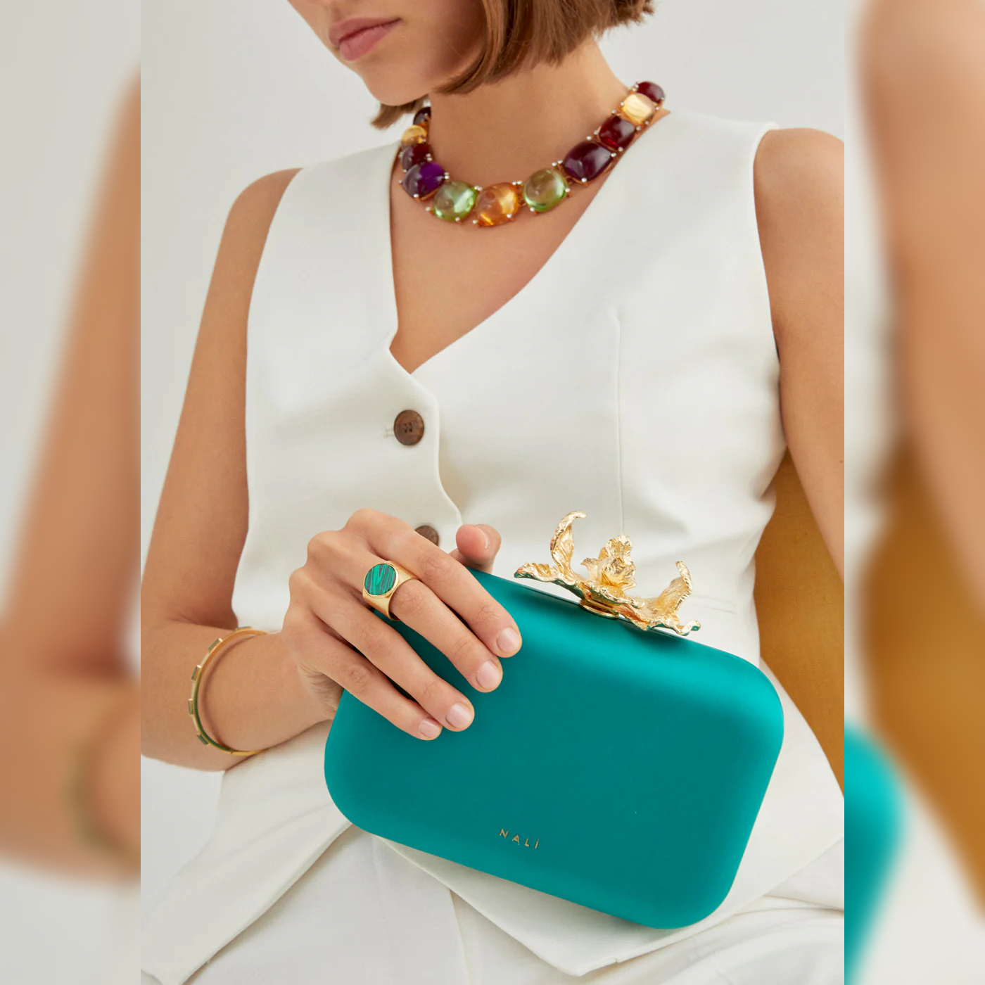 Clutch Tracolla "Fiore" Tessuto Colorato - Nalì