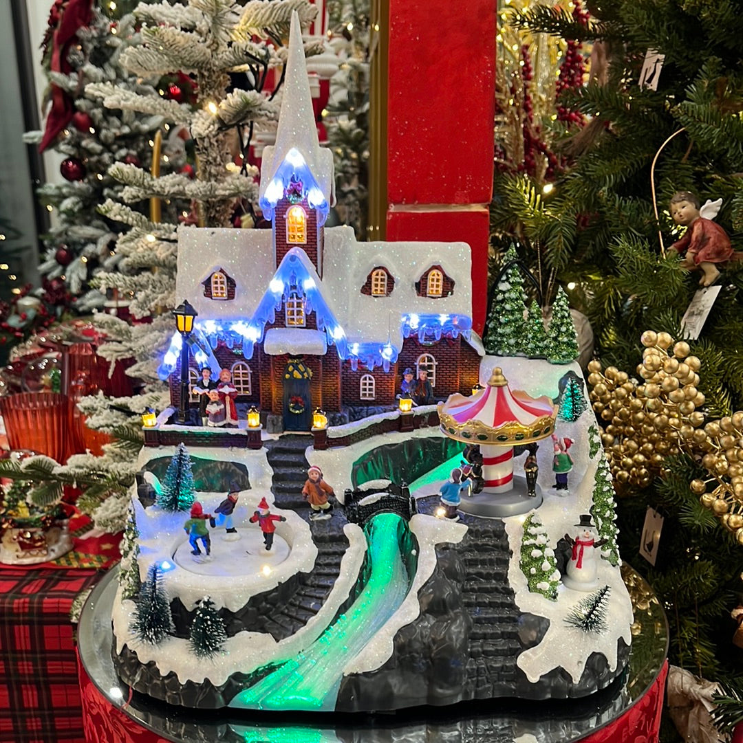 Giostrina "Villaggio di Natale" con Musica, Luci e Movimento