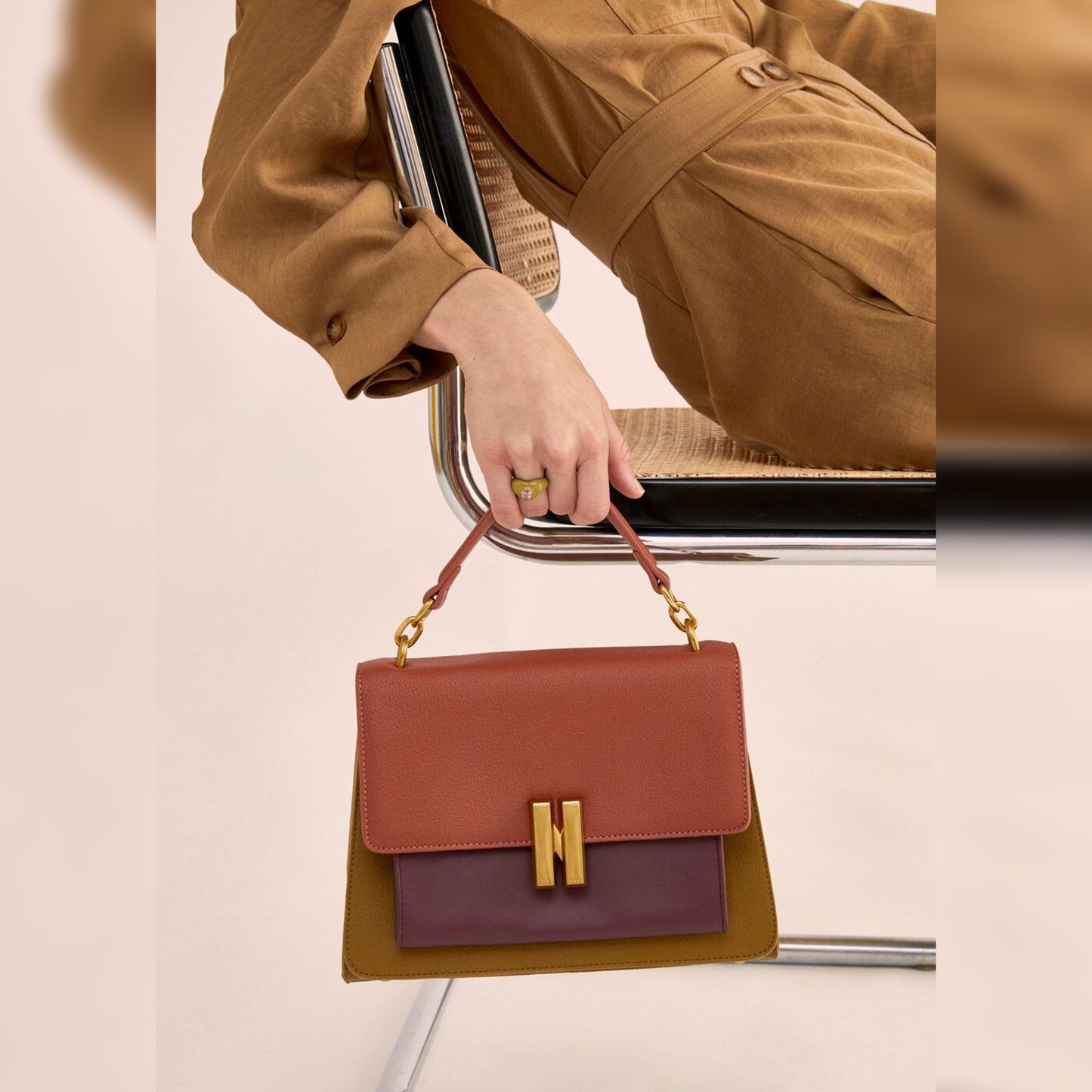 Borsa "New TALITA" Ocra e Arancio - Nalì