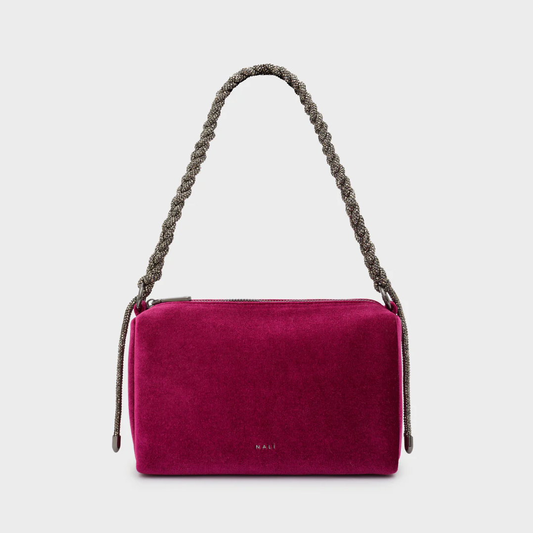 Borsa "LOUISE" Velluto Fucsia con Pietre - Nalì