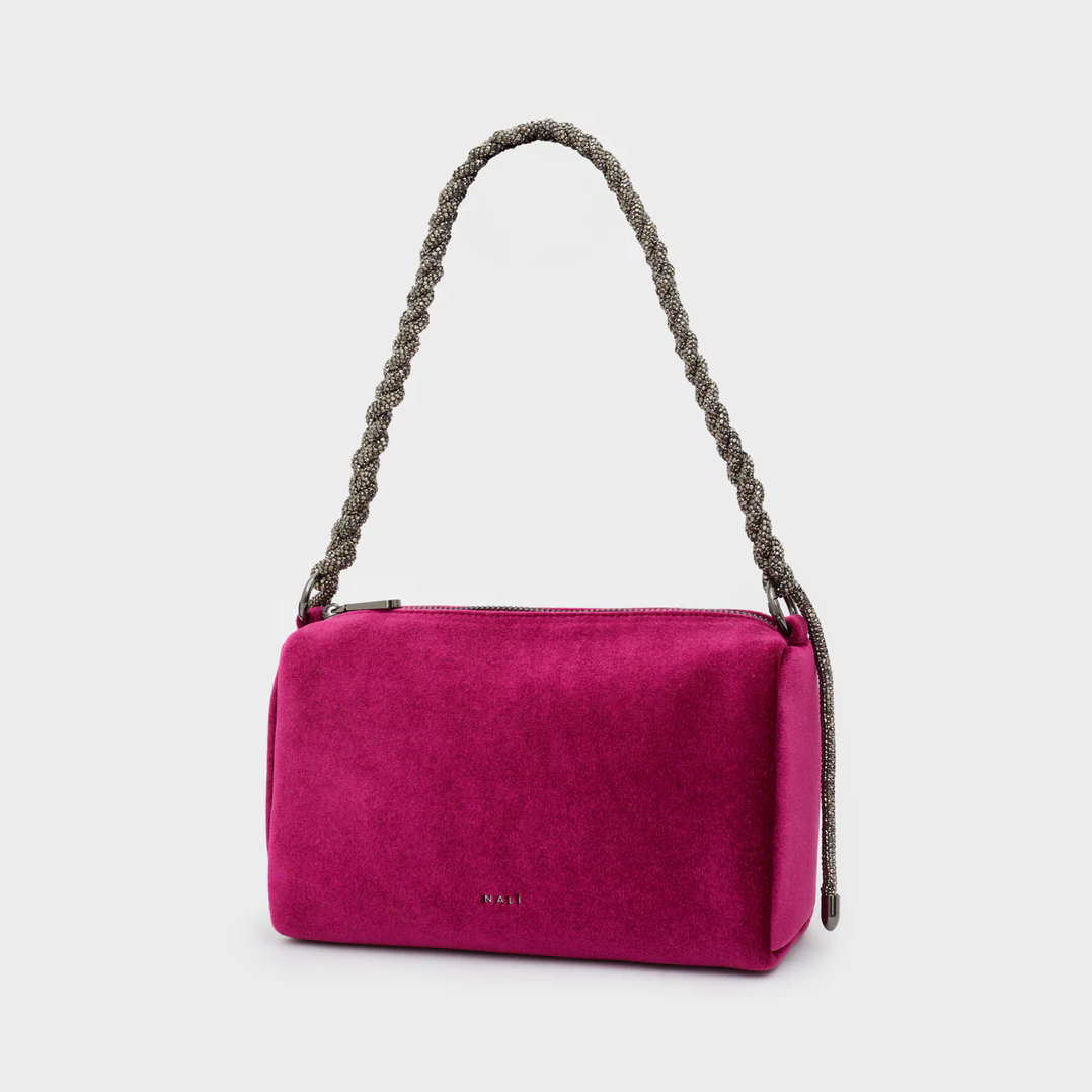 Borsa "LOUISE" Velluto Fucsia con Pietre - Nalì