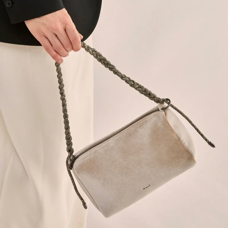 Borsa "LOUISE" Velluto Beige con Pietre - Nalì