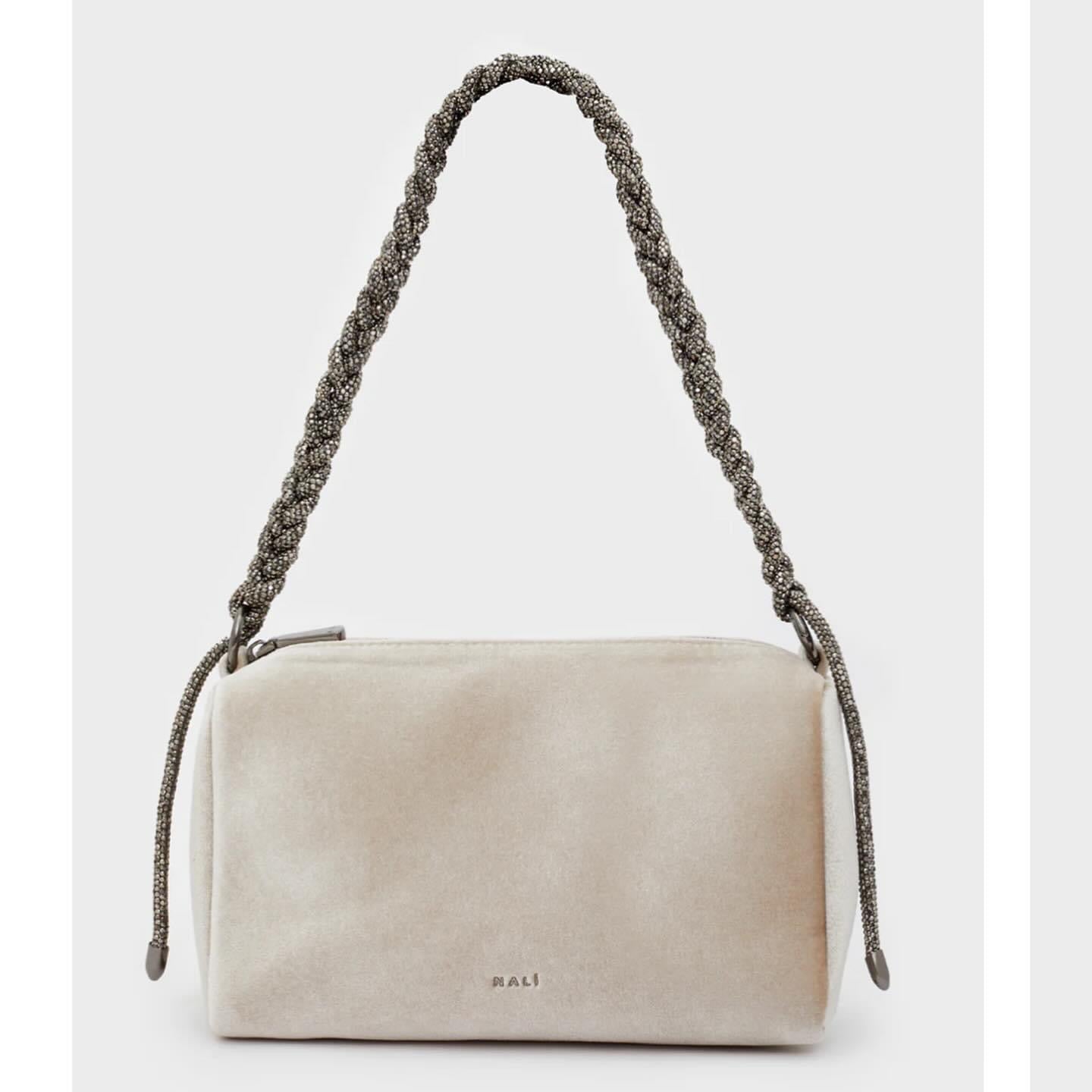 Borsa "LOUISE" Velluto Beige con Pietre - Nalì