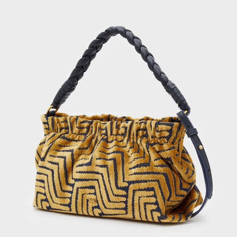 Borsa a Spalla "CAPRICORN" Velluto Ocra e Blu - Nalì
