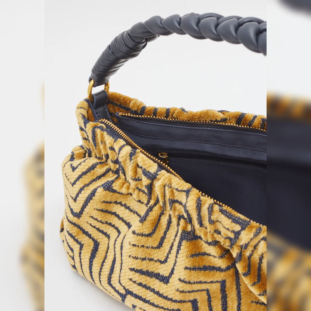 Borsa a Spalla "CAPRICORN" Velluto Ocra e Blu - Nalì