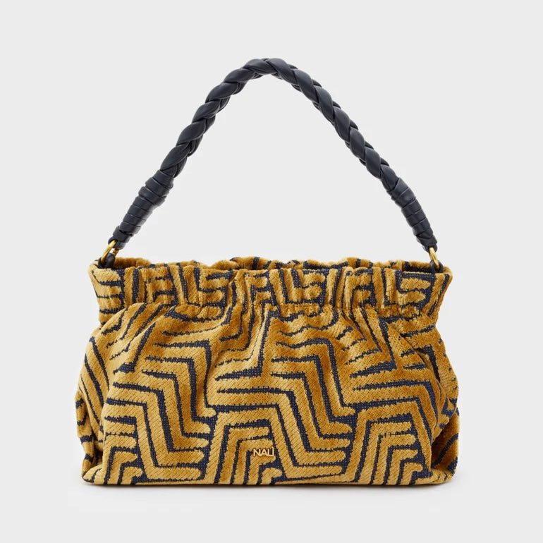Borsa a Spalla "CAPRICORN" Velluto Ocra e Blu - Nalì