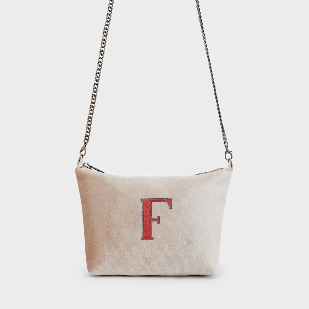 Alphabet Mini Bag in Velluto con Lettera Ricamata - Nalì