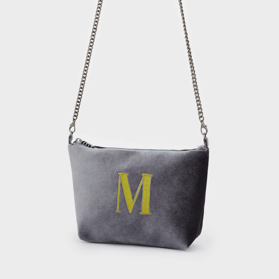 Alphabet Mini Bag in Velluto con Lettera Ricamata - Nalì