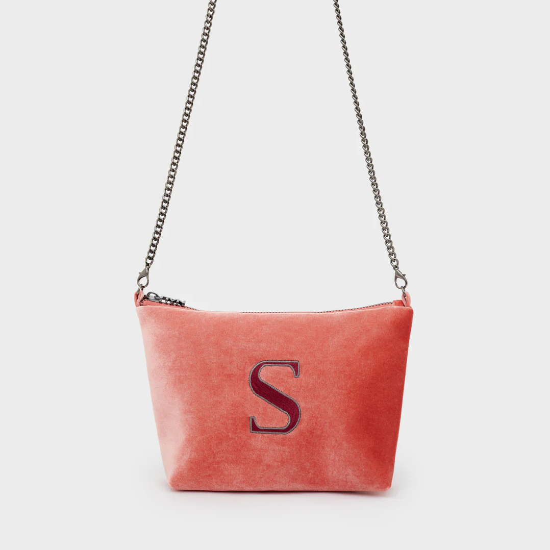 Alphabet Mini Bag in Velluto con Lettera Ricamata - Nalì
