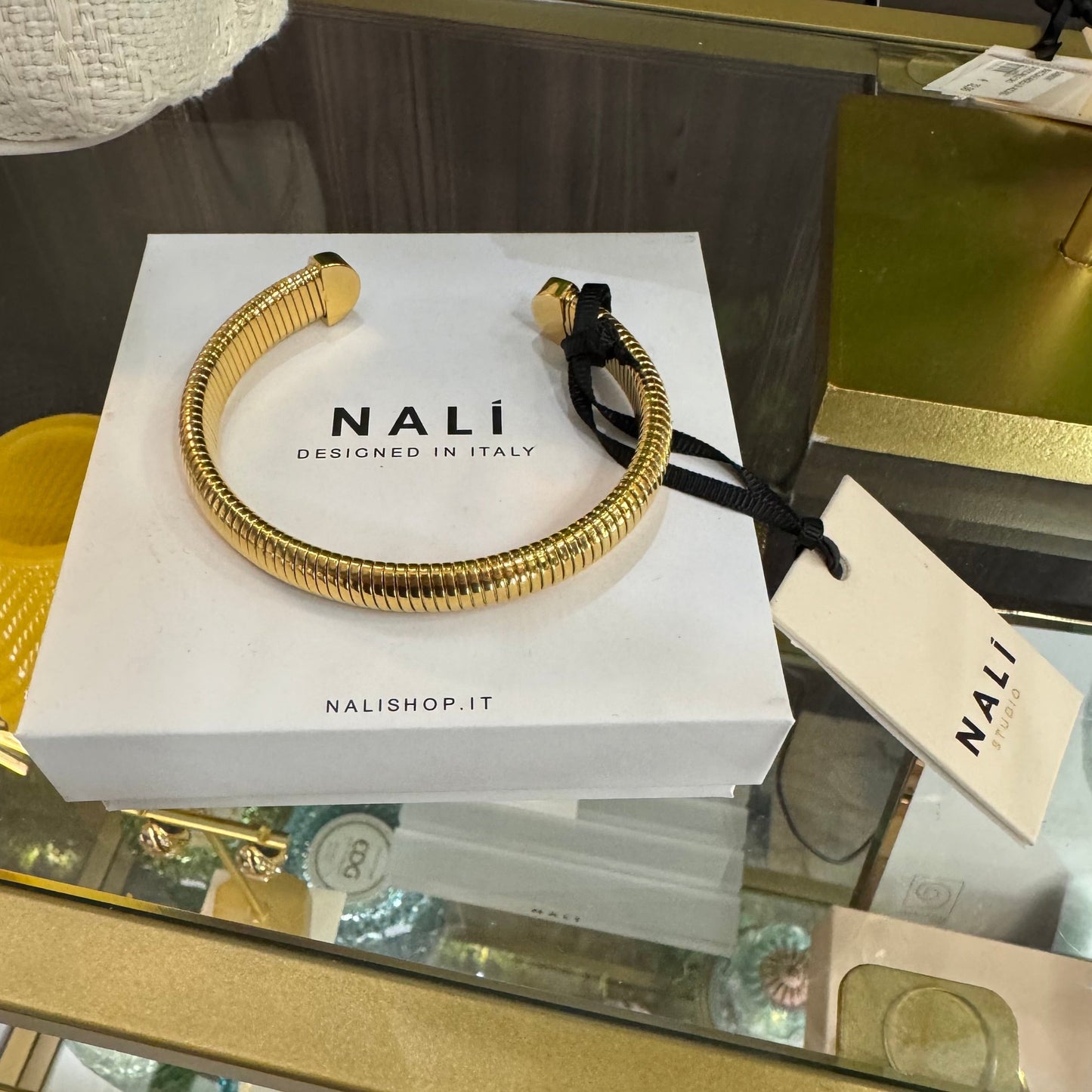 Bracciale Rigido a Righe "Angela" color Oro - Nalì