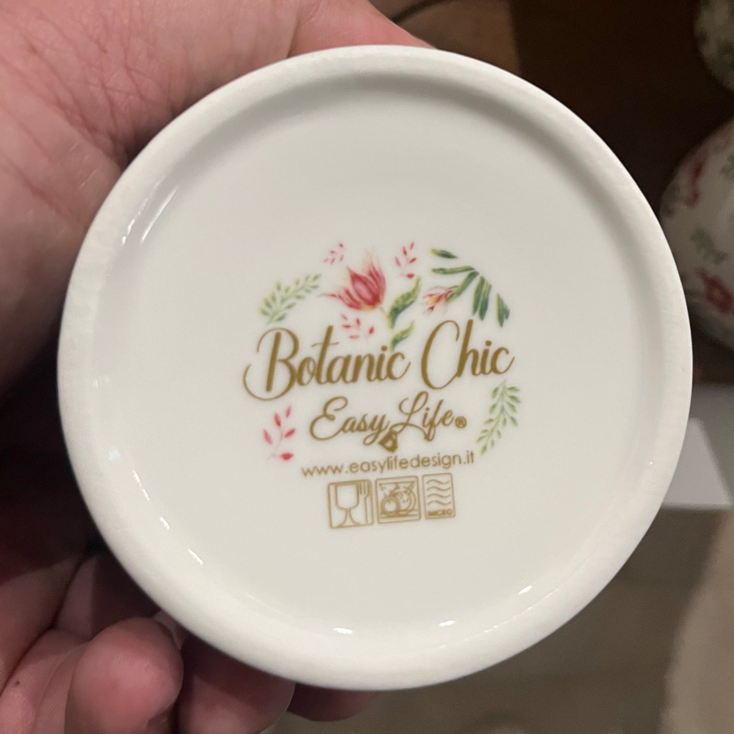 Set Aperitivo “BOTANIC CHIC” con 4 Ciotoline in Porcellana e Vassoio in Acacia