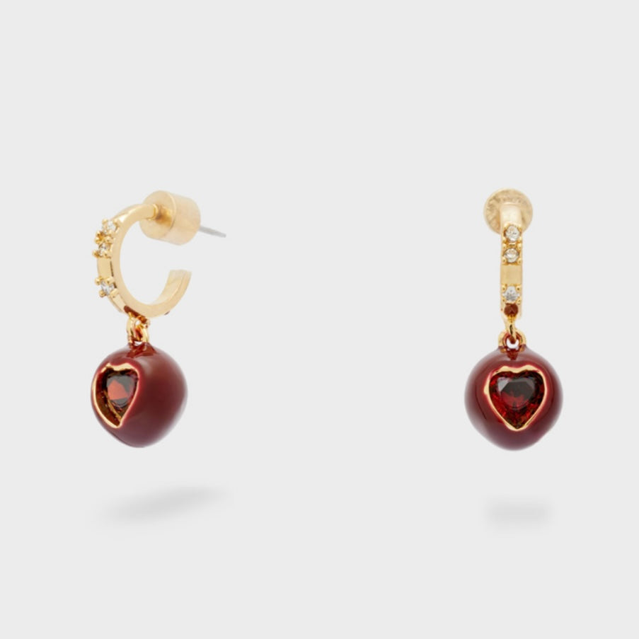 Orecchini Cerchio e Sfera Smaltata con Cuore - Nalì