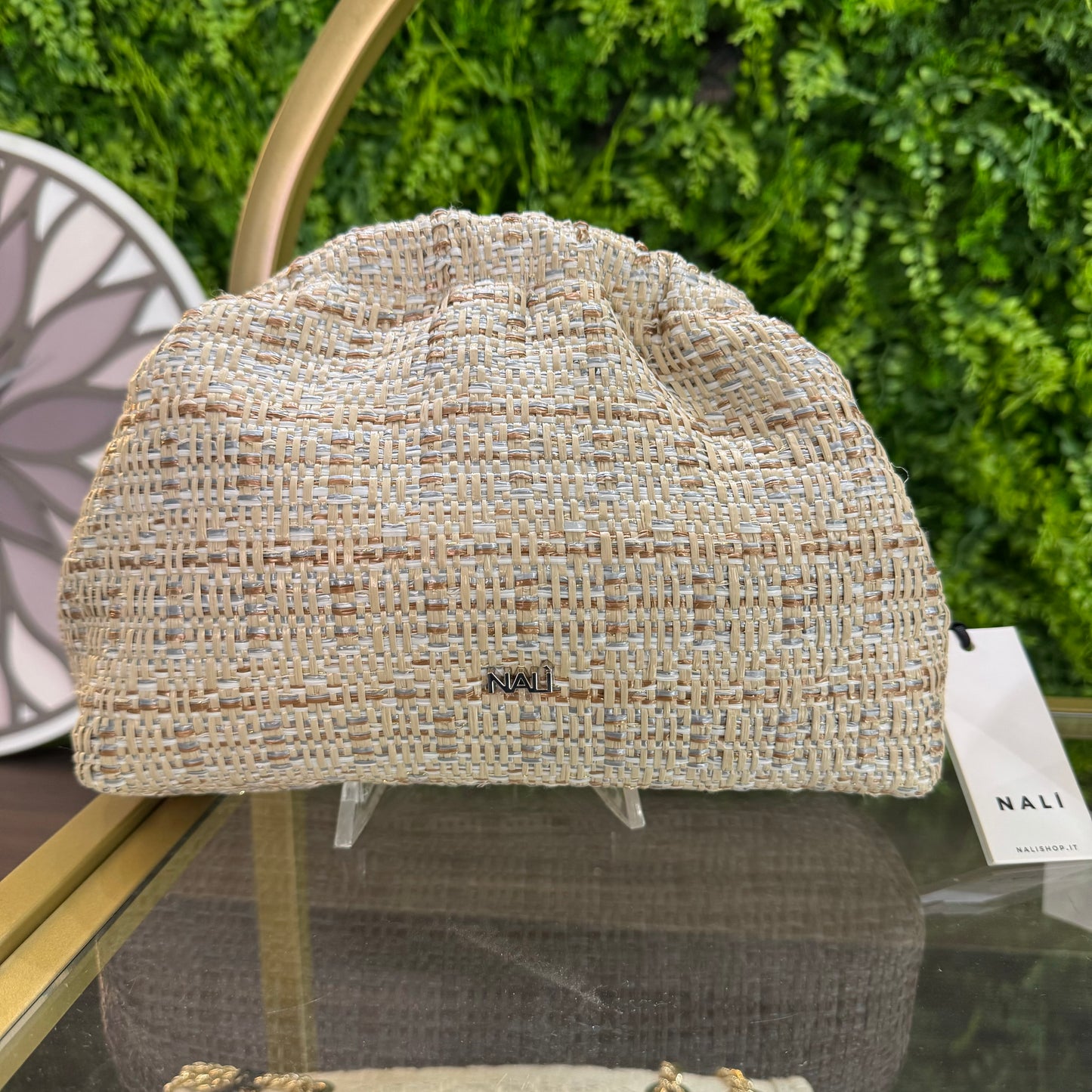 Pochette Doppia Tracolla "Estrella" Mini Beige/Bronzo - Nalì