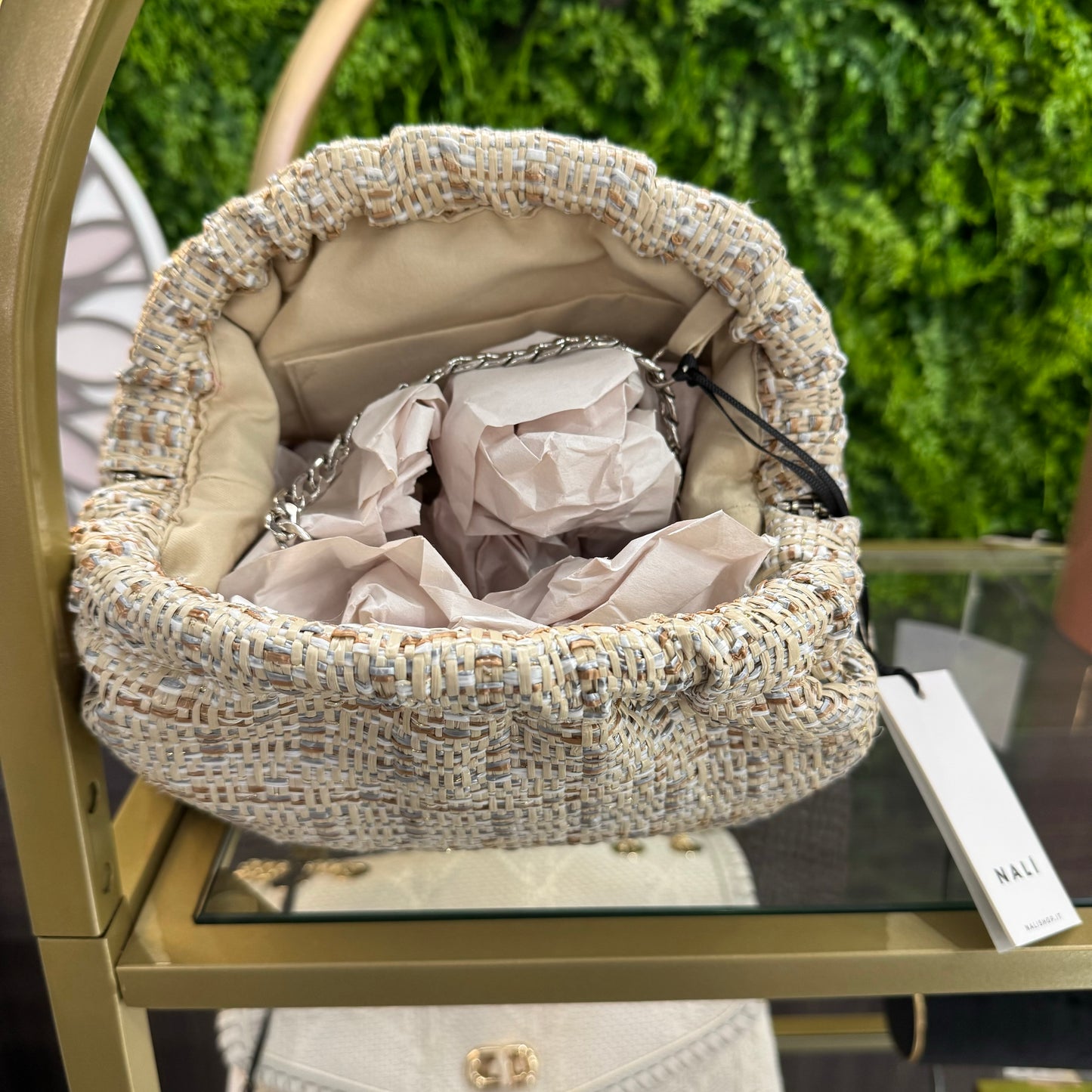 Pochette Doppia Tracolla "Estrella" Mini Beige/Bronzo - Nalì