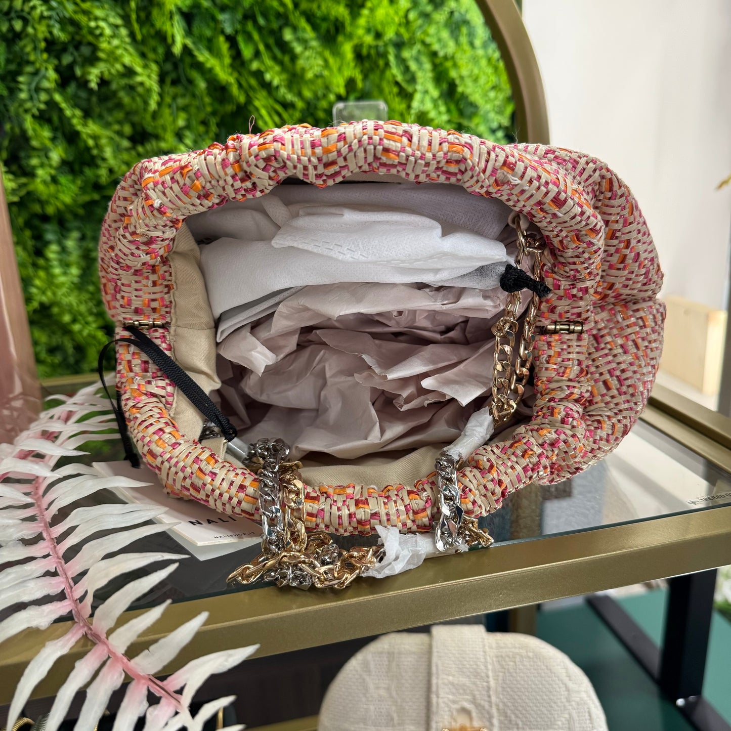 Pochette Doppia Tracolla "Estrella" Mini Beige/Fucsia - Nalì