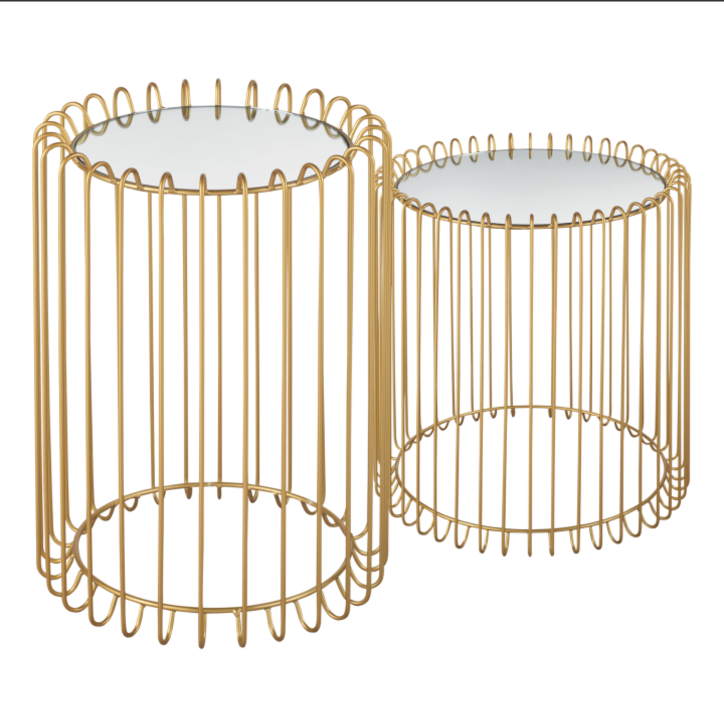Set 2 Tavolini Oro con Vetro Specchiato - Mascagni