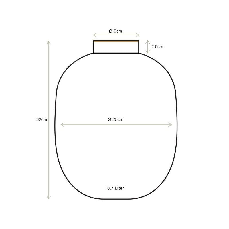 Vaso Ovale in Metallo Smaltato Marrone Khaki - H 32cm