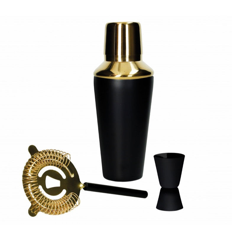 Cocktail Set con Shaker e Accessori Nero/Oro - Brandani
