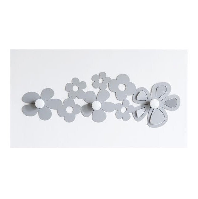 Appendiabiti da Parete "Fleur" in Metallo Grigio/Nocciola