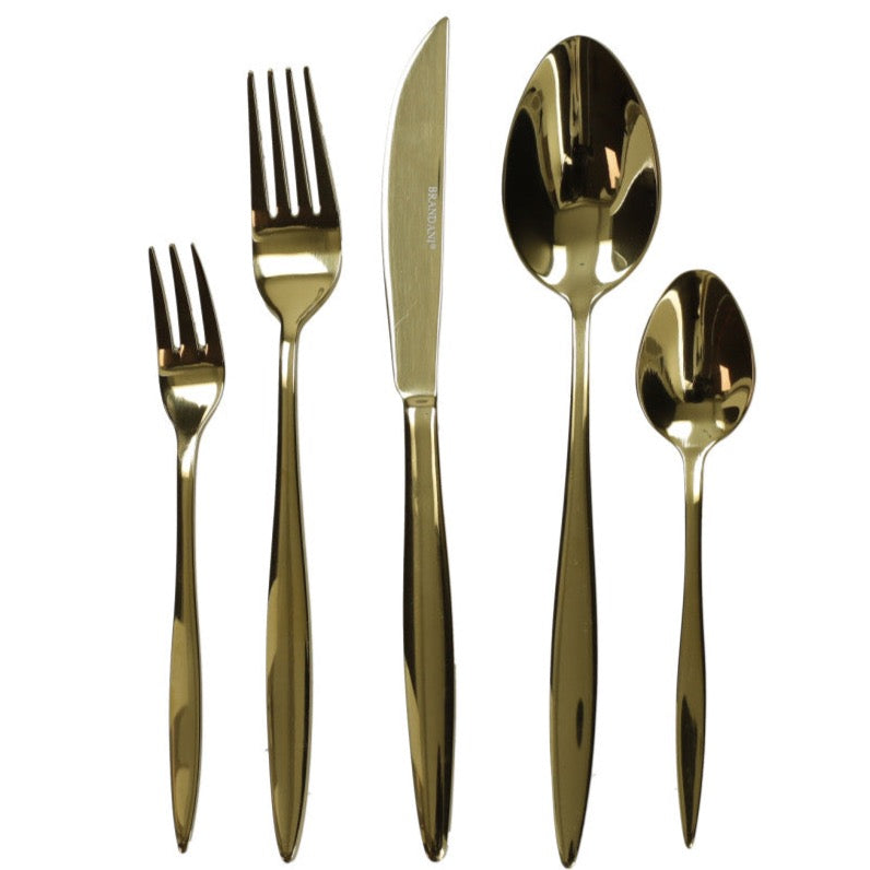 Set Posate Brandani “Stretch Gold" - 20 pz. Acciaio Inox Oro