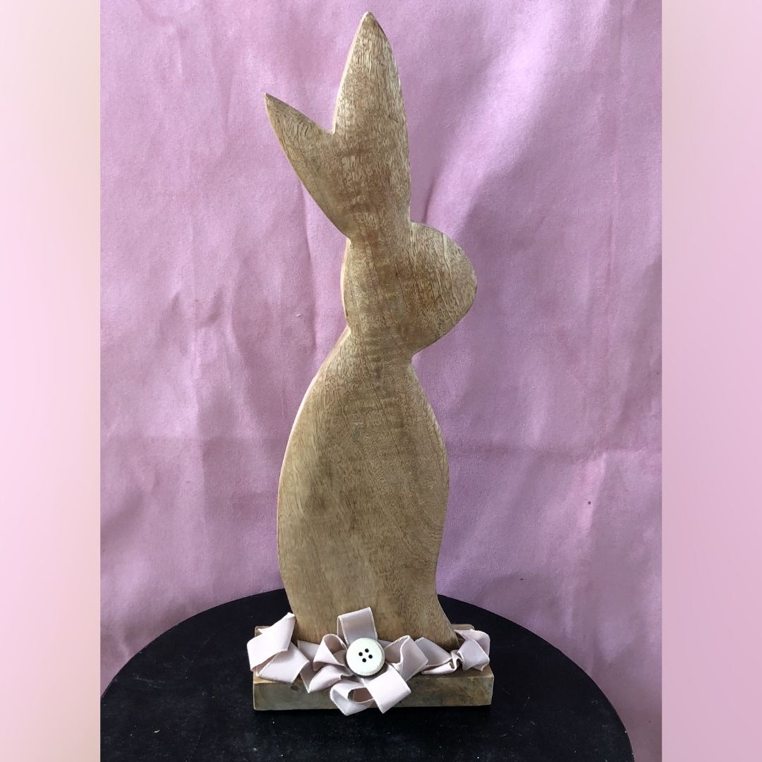 Figura Grande di Coniglio di Fianco in Legno - EGO