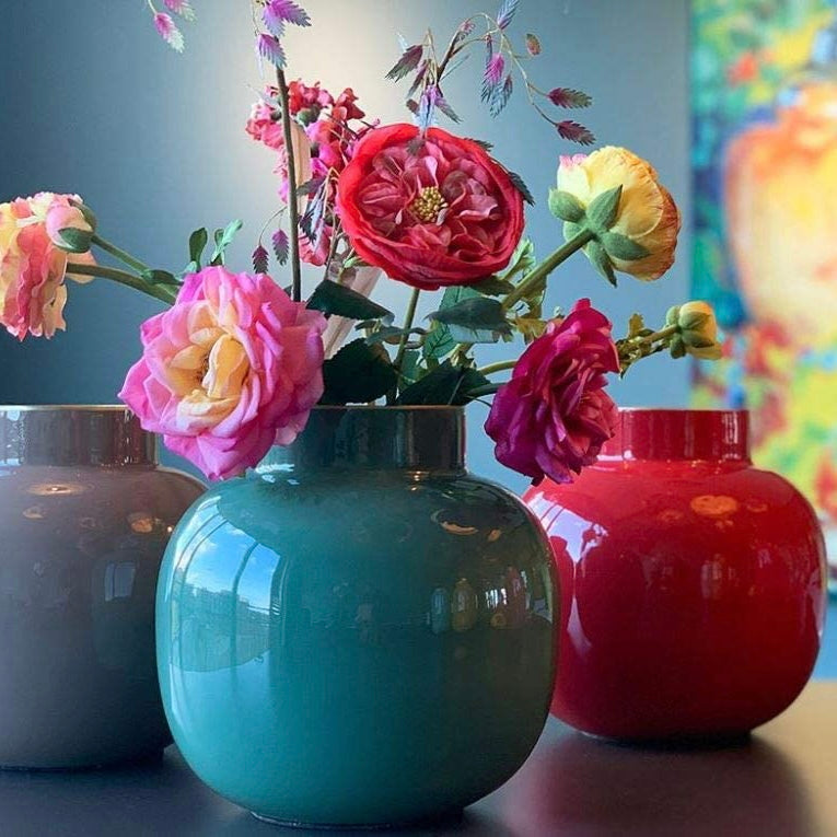 Mini Vaso Tondo in Metallo Smaltato (Vari Colori) - H 14cm