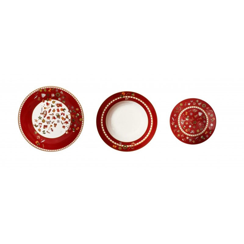 Servizio Piatti Tavola 18pz. Rosso - Brandani "Chicchi e Balocchi”