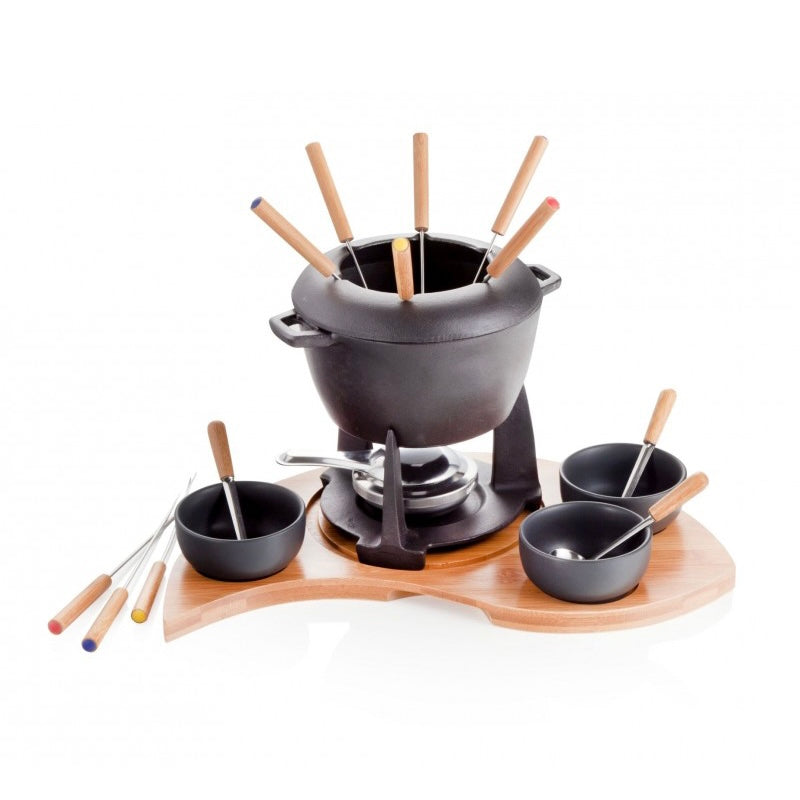 Set Fonduta Mezzaluna in Ghisa e Bamboo - Brandani