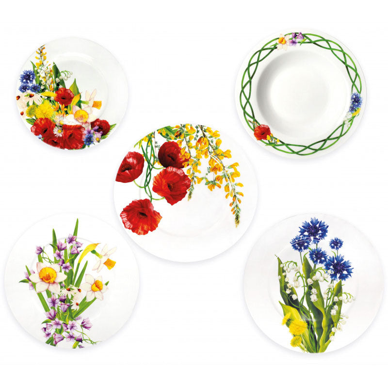 Servizio di Piatti per 6 Persone - Brandani "Fiori di Campo"