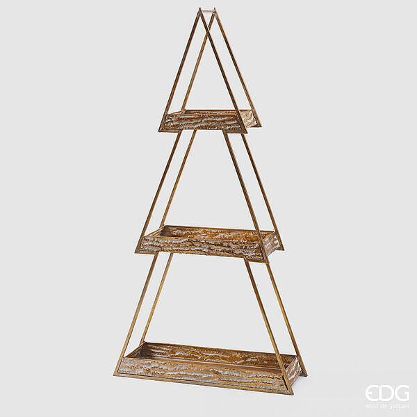 Espositore Natalizio "Pino" a 3 Ripiani in Metallo Oro - 2 Misure