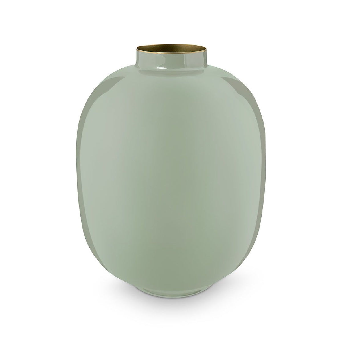 Vaso Ovale in Metallo Smaltato Verde Salvia - H 32cm