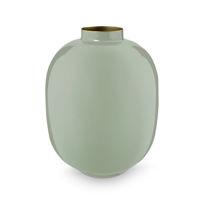 Vaso Ovale in Metallo Smaltato Verde Salvia - H 32cm