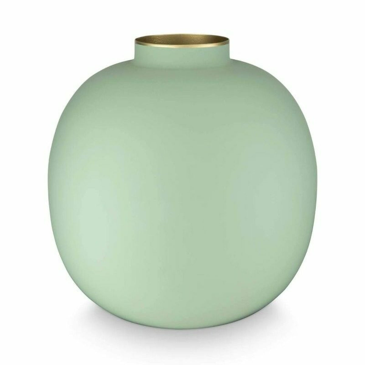 Vaso Tondo in Metallo Verde Salvia Opaco - H 23cm