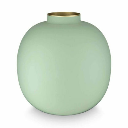 Vaso Tondo in Metallo Verde Salvia Opaco - H 23cm